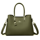 حقيبة يد نسائية كبيرة بحزام كتف قابل للتعديل لون زيتوني - KSA